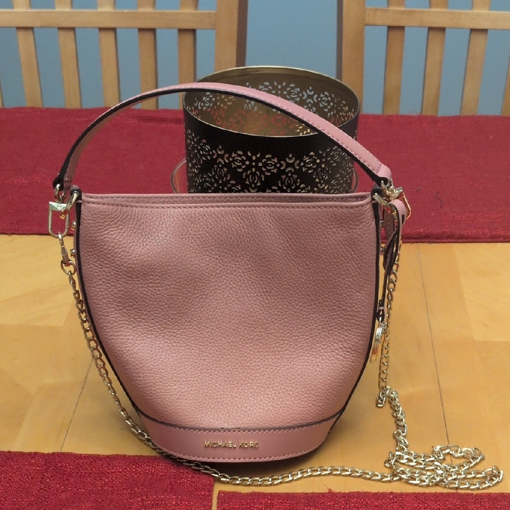 Michael Kors Townsend Blush Convertible Bucket/ Crossbody Bag with Gold Accents